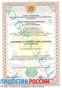 Образец сертификата соответствия аудитора №ST.RU.EXP.00014299-1 Боровск Сертификат ISO 14001